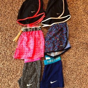 Girls athletic shorts and spandex size medium